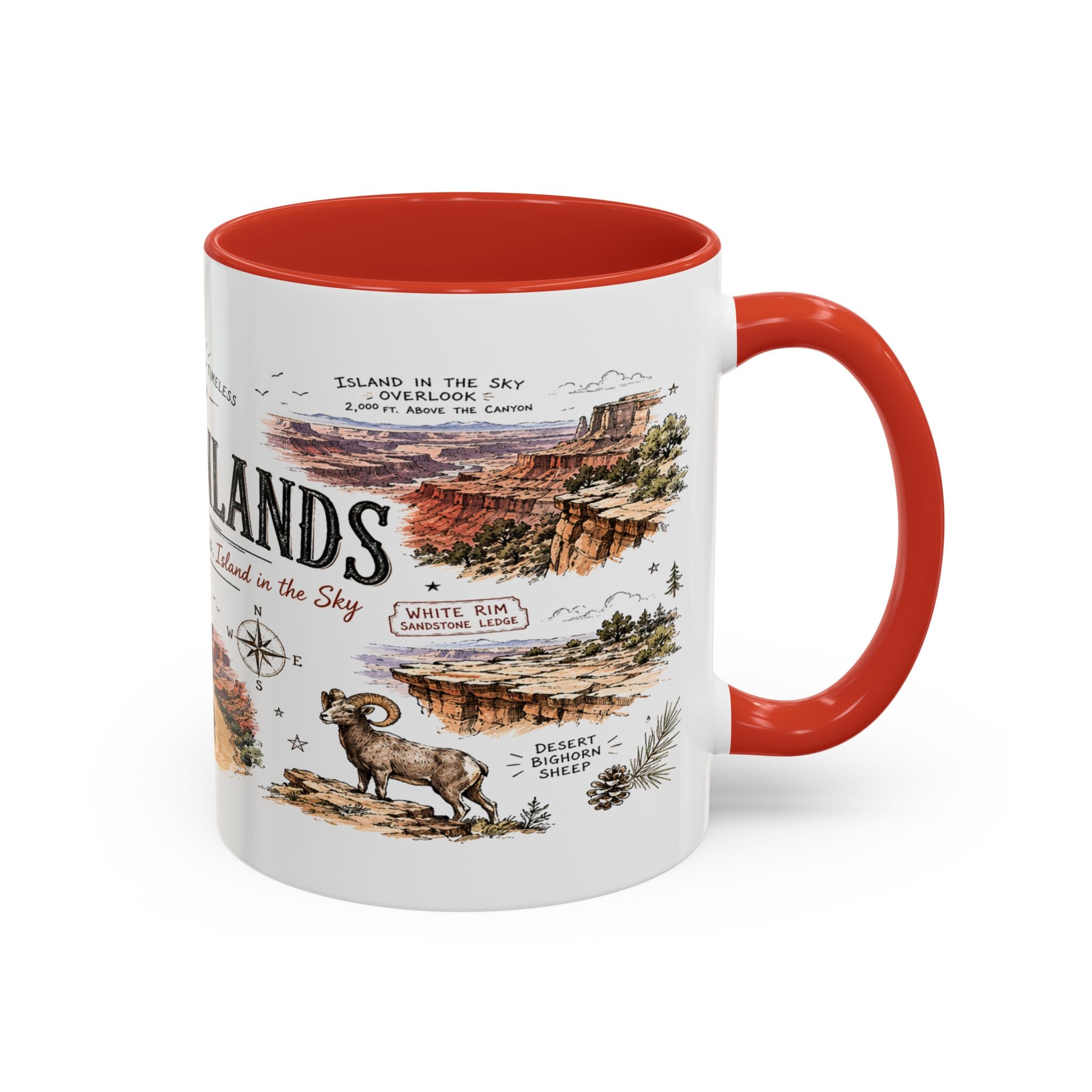 Canyonlands National Park Coffee Mug | Utah Red Rock Desert River Gift | Accent Color Ceramic 11oz 15oz