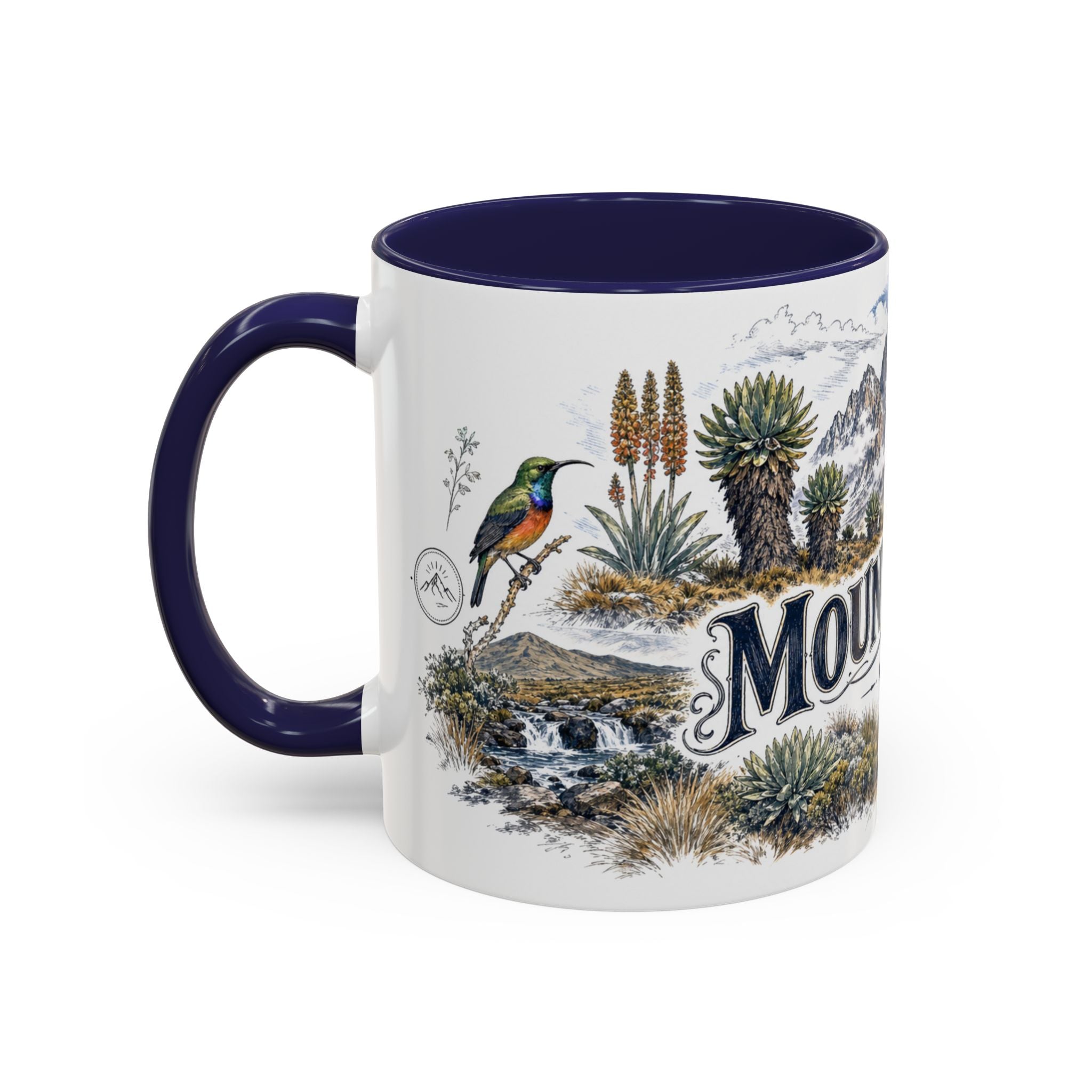 Mount Kenya Mug, Kenya Travel Souvenir, Bucket List Gift, Accent Ceramic Coffee Mug 11oz 15oz