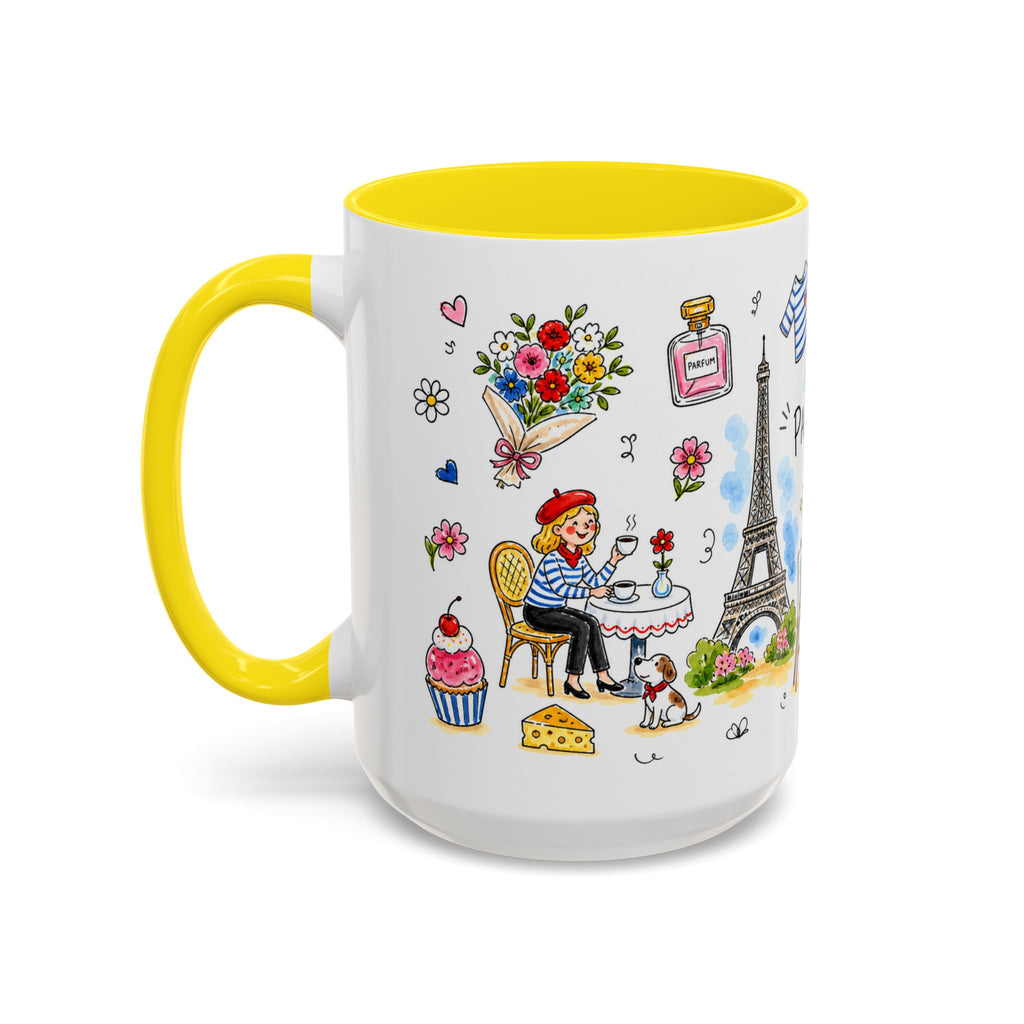 Paris Travel Mug | European City Souvenir Accent Coffee Mug | 11oz 15oz Ceramic Cup