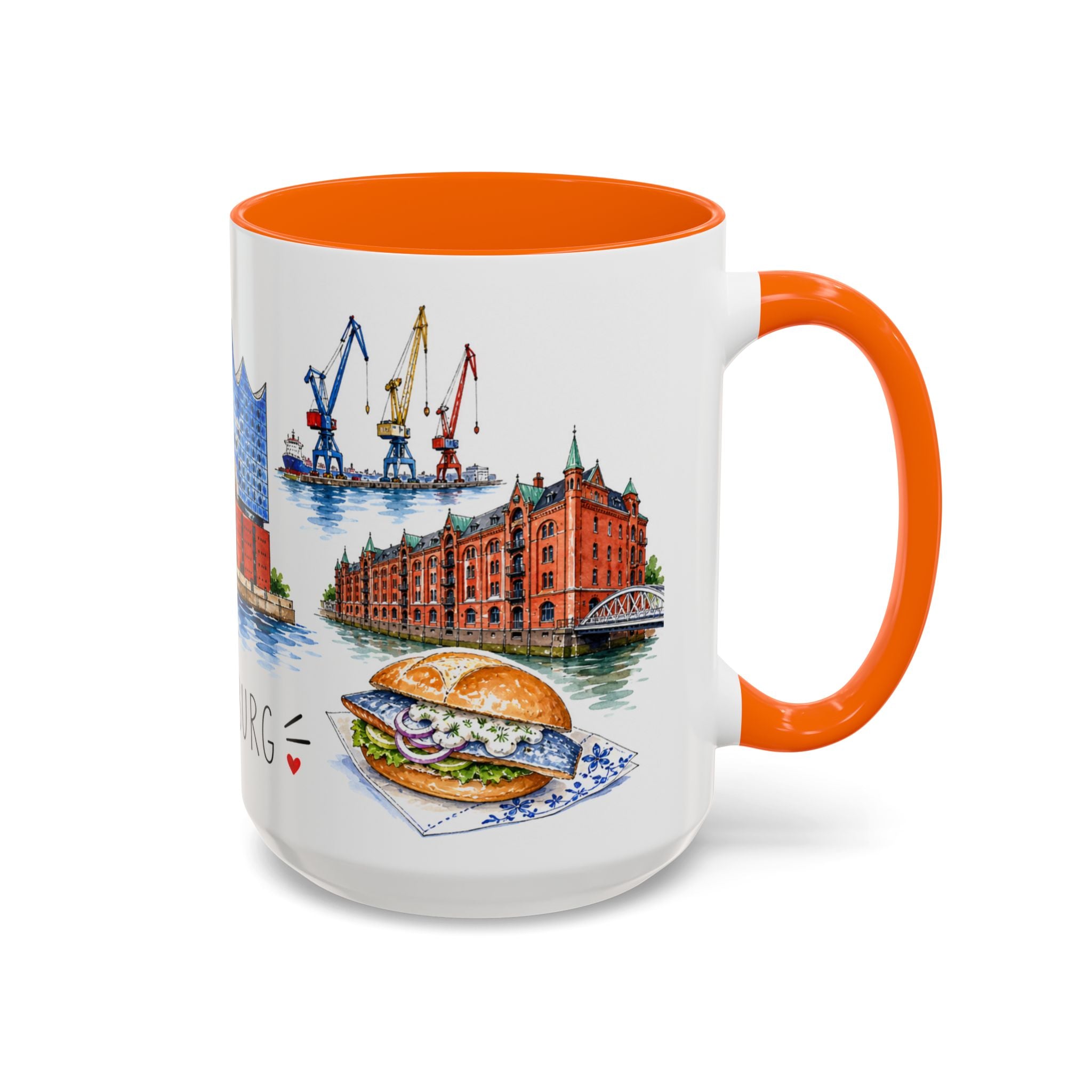 Hamburg Illustrated Travel Mug | City Souvenir Accent Coffee Mug | 11oz 15oz Ceramic Cup