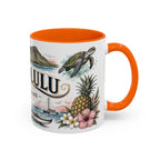 Honolulu Coffee Mug | United States Travel Souvenir | Vintage Illustrated City Gift | 11 oz 15 oz Accent Mug