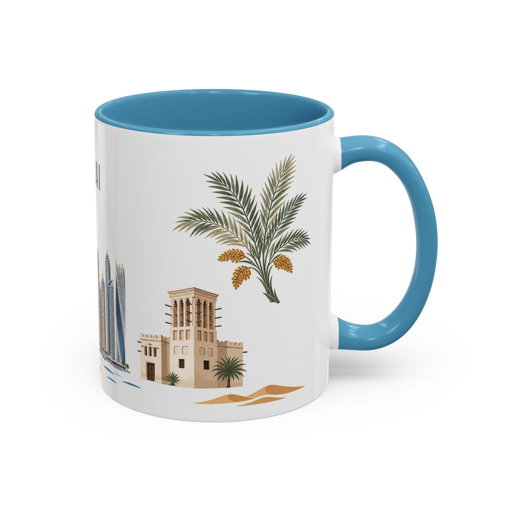 Dubai Coffee Mug | United Arab Emirates Travel Souvenir | Porcelain Decal City Gift | 11oz 15oz Accent Mug