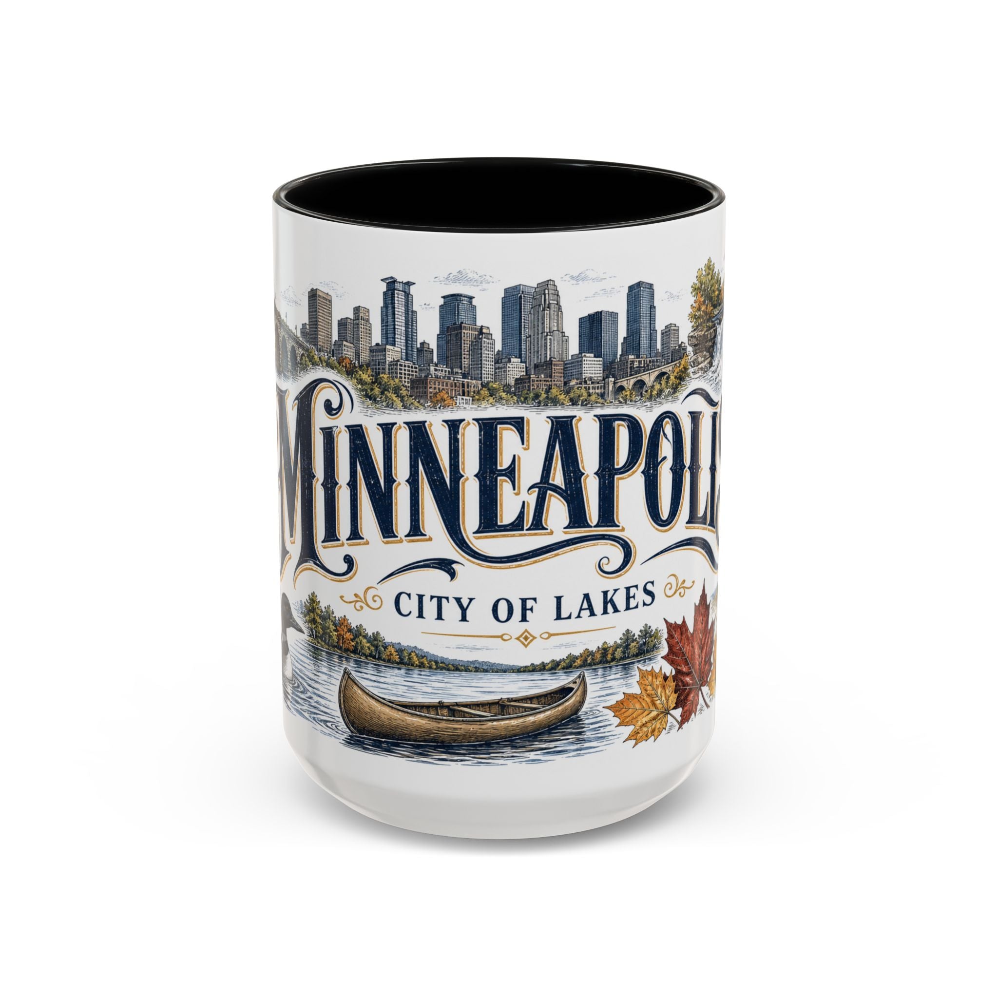 Minneapolis Coffee Mug | United States Travel Souvenir | Vintage Illustrated City Gift | 11 oz 15 oz Accent Mug