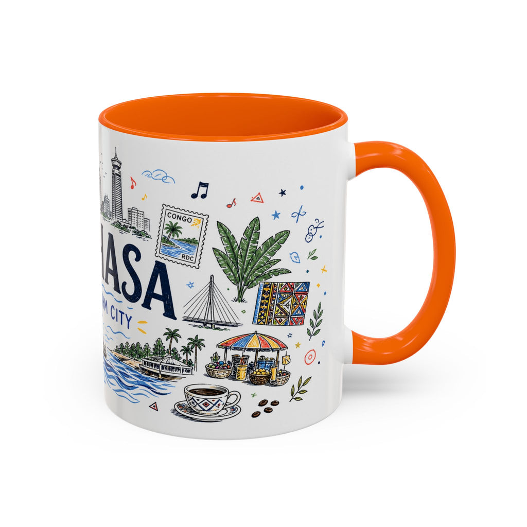 Kinshasa Coffee Mug | DR Congo Souvenir Travel Gift | Accent Color Ceramic 11oz 15oz