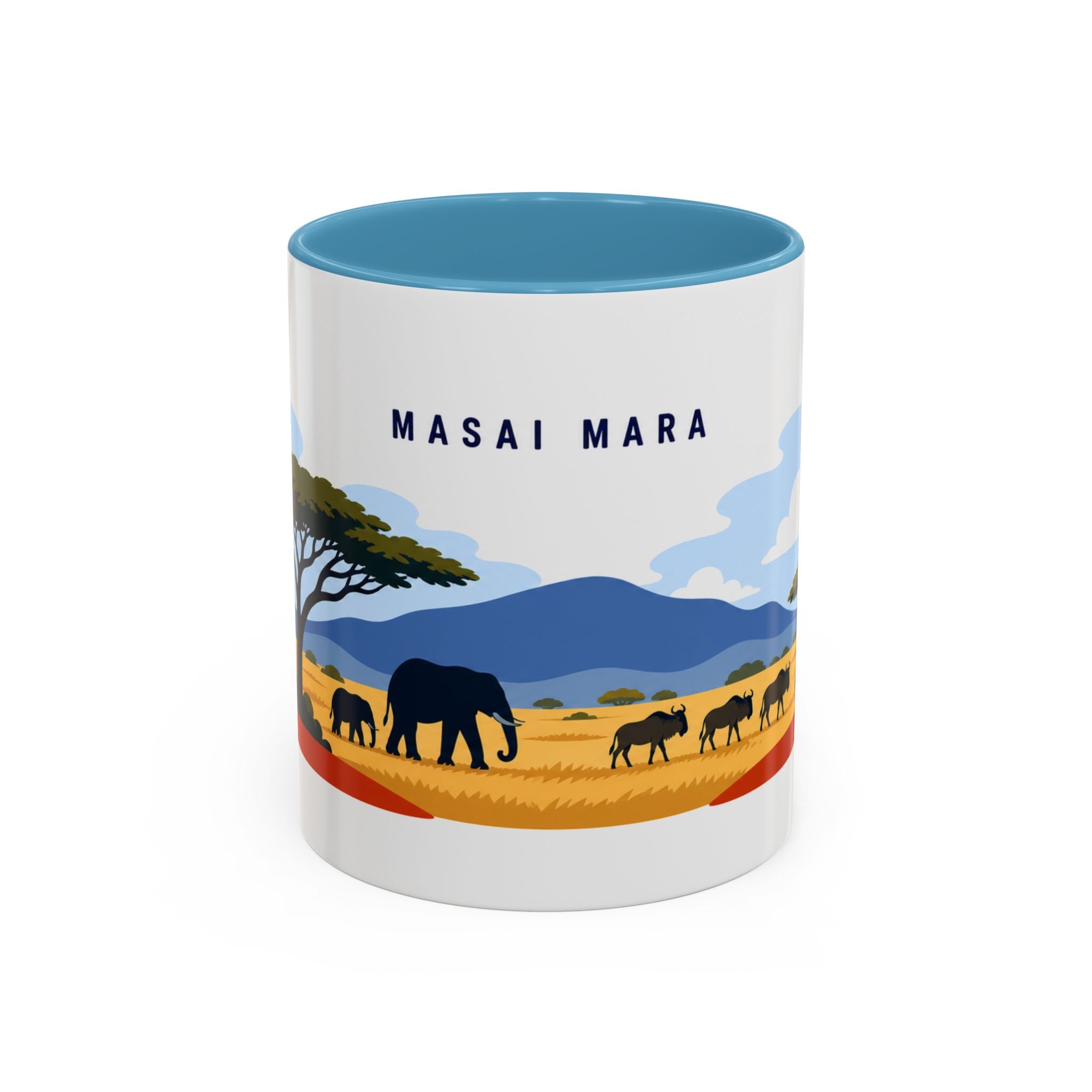 Masai Mara Coffee Mug | Travel Destination Souvenir Gift | Accent Color Ceramic 11oz 15oz