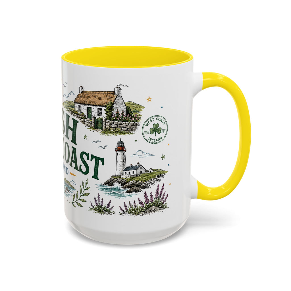 Irish West Coast Coffee Mug | Travel Destination Souvenir Gift | Accent Color Ceramic 11oz 15oz