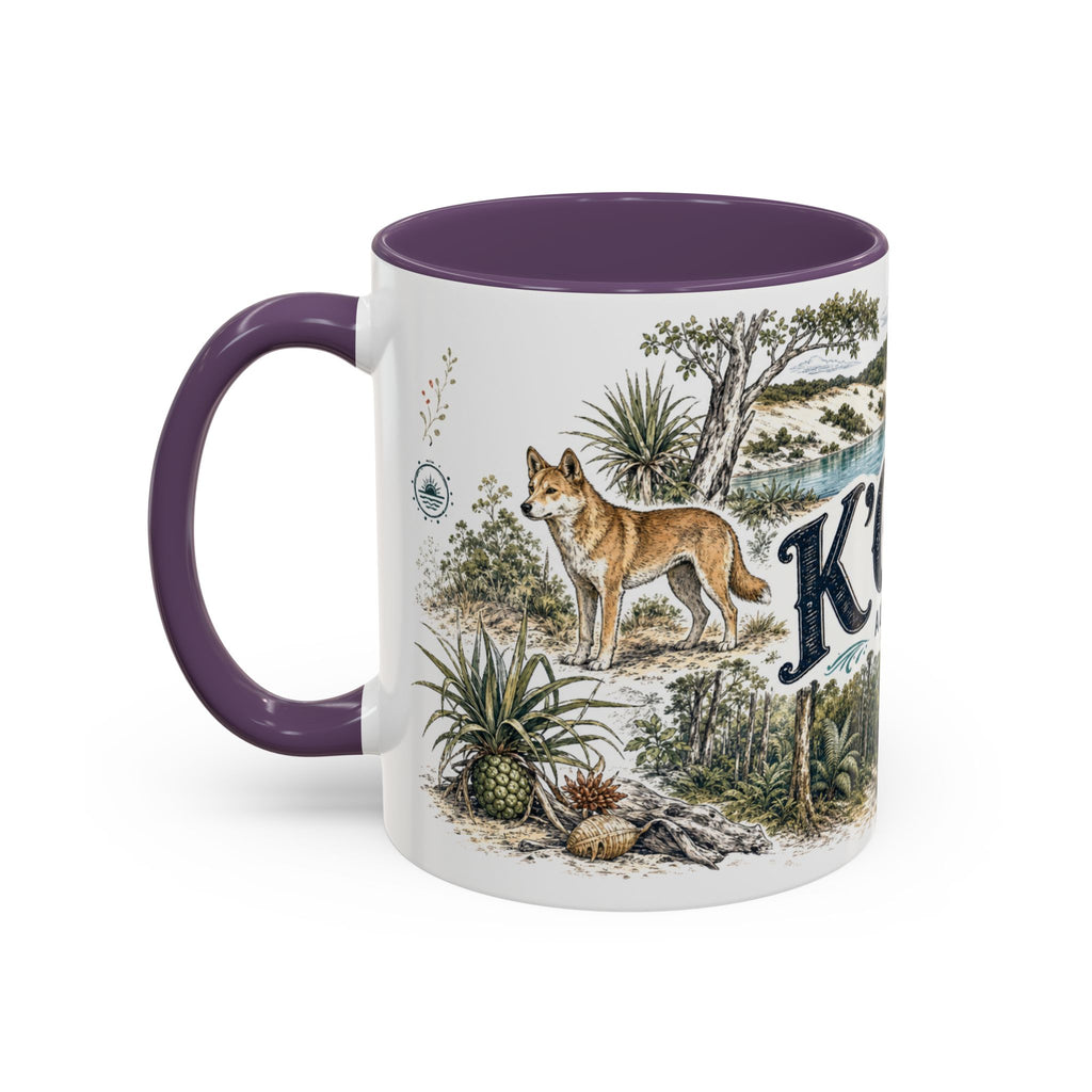 K'gari Mug, Australia Travel Souvenir, Bucket List Gift, Accent Ceramic Coffee Mug 11oz 15oz