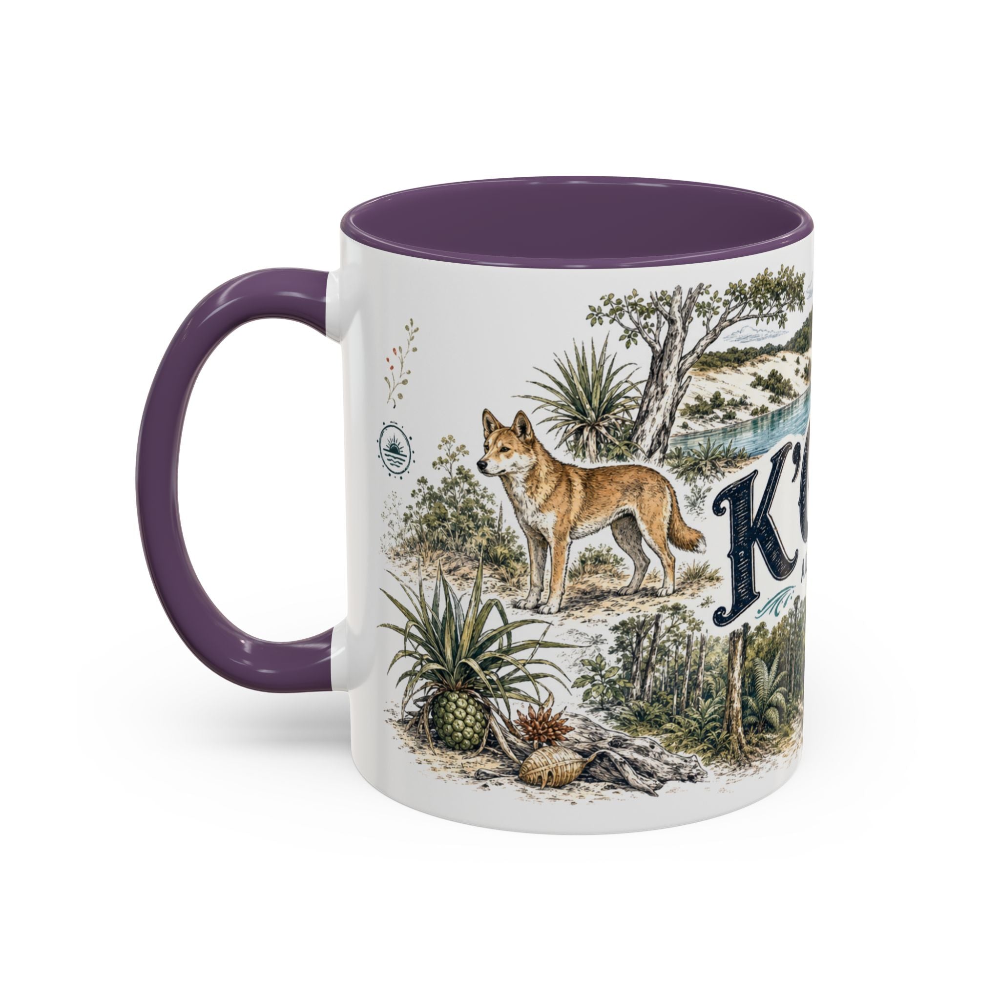 K'gari Mug, Australia Travel Souvenir, Bucket List Gift, Accent Ceramic Coffee Mug 11oz 15oz