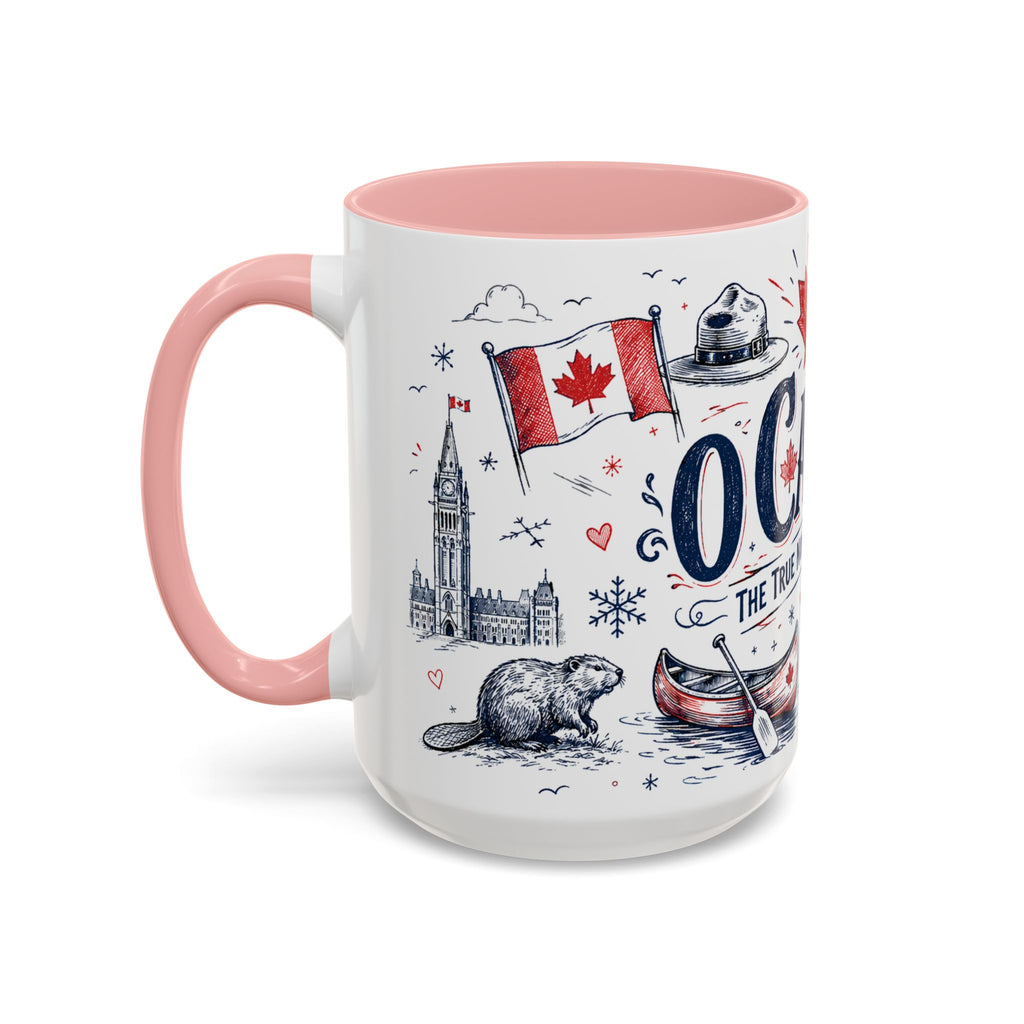 O Canada True North Coffee Mug | Canadian Pride Gift | Accent Color Ceramic 11oz 15oz