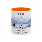 France World Champions Mug | Two Time Soccer Champion Gift | French Football Fan Cup | 1998 2018 | 11oz 15oz Accent Mug