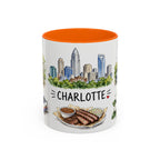 Charlotte Illustrated Travel Mug | City Souvenir Accent Coffee Mug | 11oz 15oz Ceramic Cup