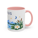 Aquarius Zodiac Coffee Mug | Water Bearer Design | Astrology Birthday Gift | 11 oz 15 oz Ceramic Accent Mug