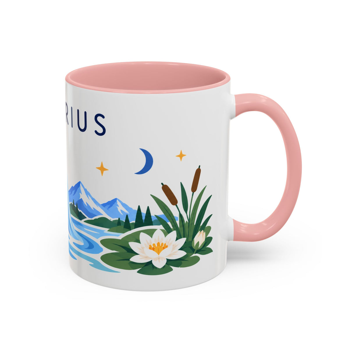 Aquarius Zodiac Coffee Mug | Water Bearer Design | Astrology Birthday Gift | 11 oz 15 oz Ceramic Accent Mug