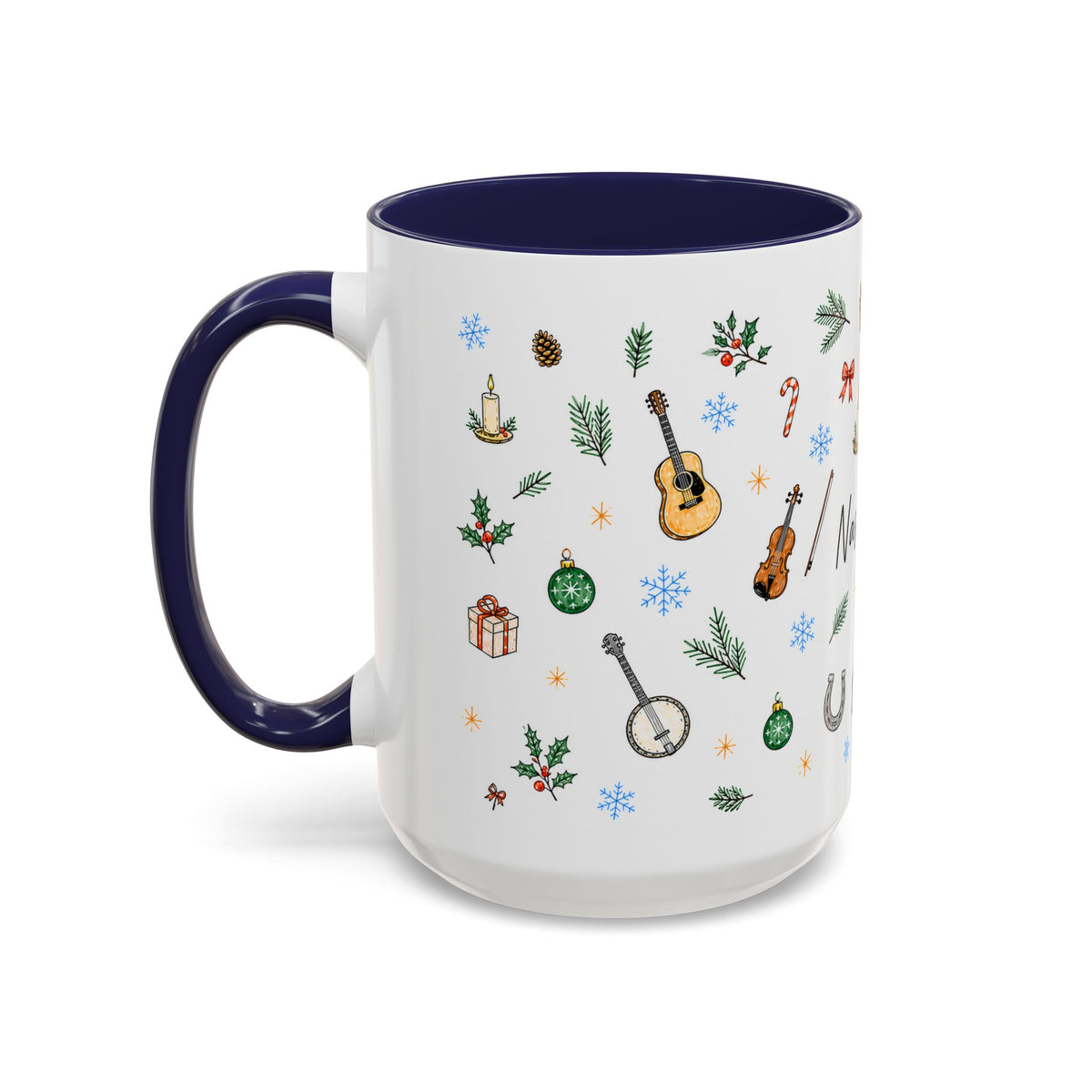 Nashville Christmas Mug | Watercolor City Souvenir, Acoustic Guitar, Harmonica (11oz 15oz)