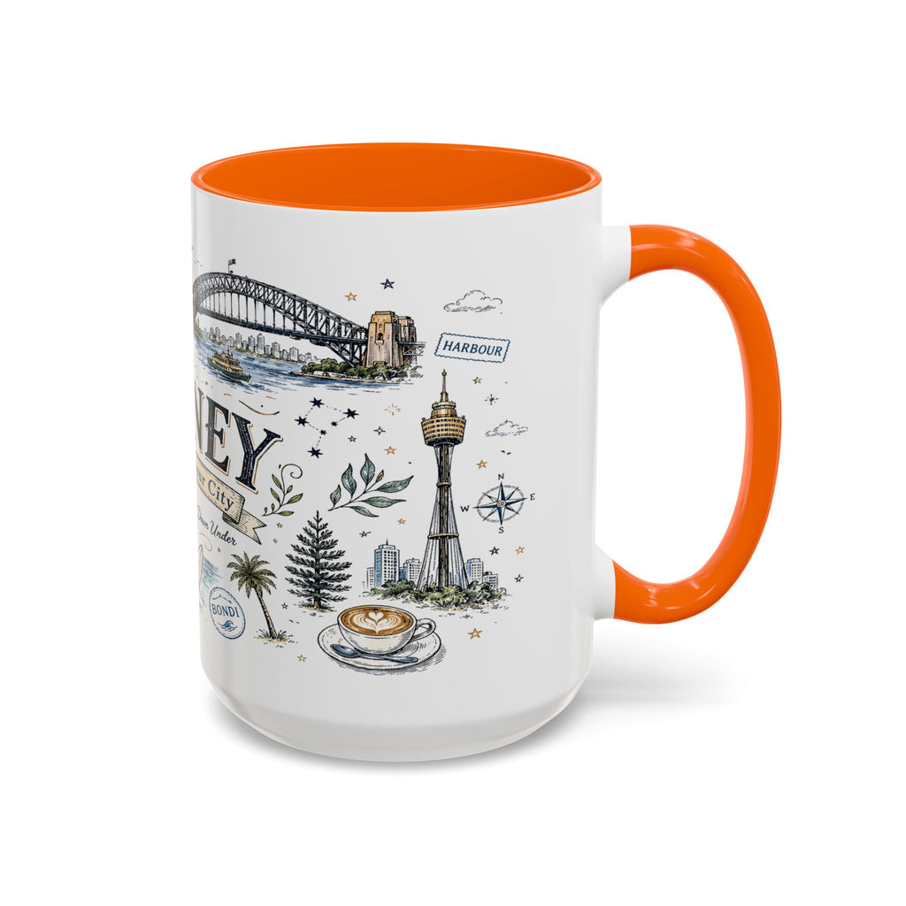 Sydney Coffee Mug | Australia Souvenir Travel Gift | Accent Color Ceramic 11oz 15oz