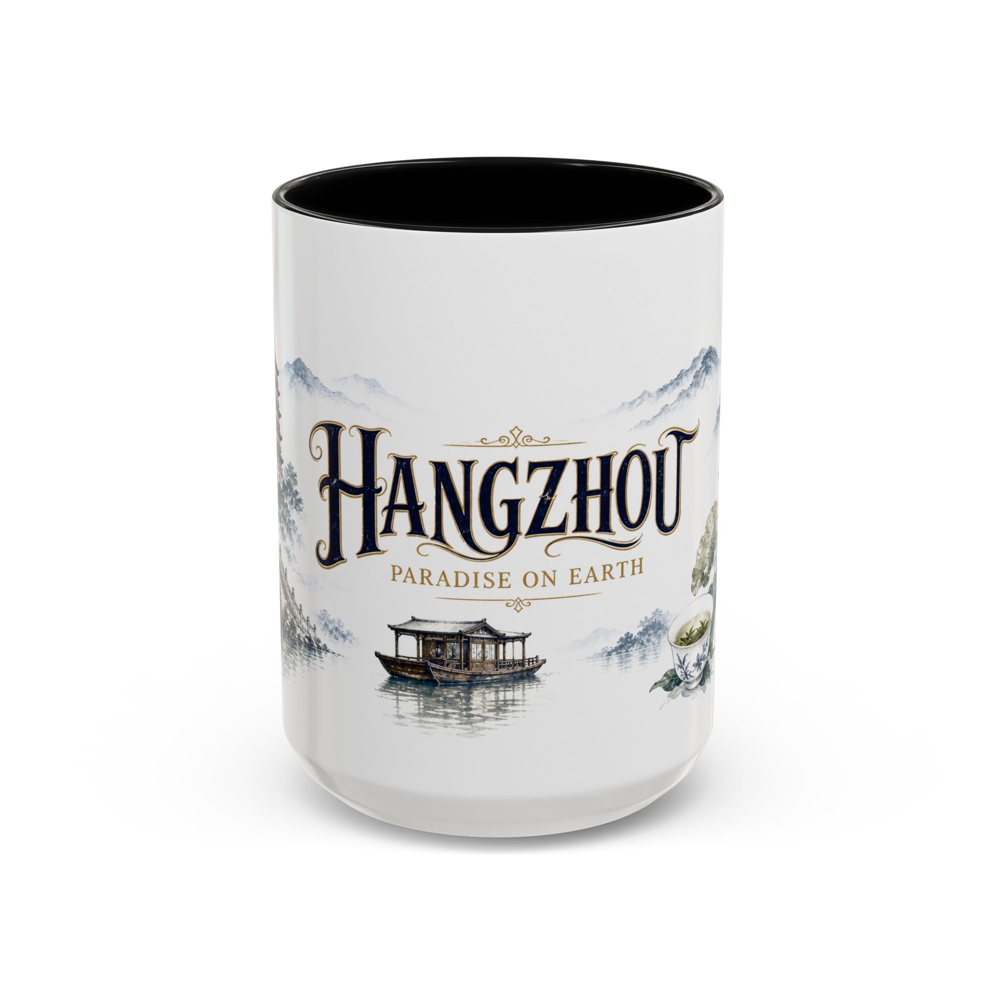 Hangzhou Coffee Mug | China Travel Souvenir | Vintage Illustrated City Gift | 11 oz 15 oz Accent Mug