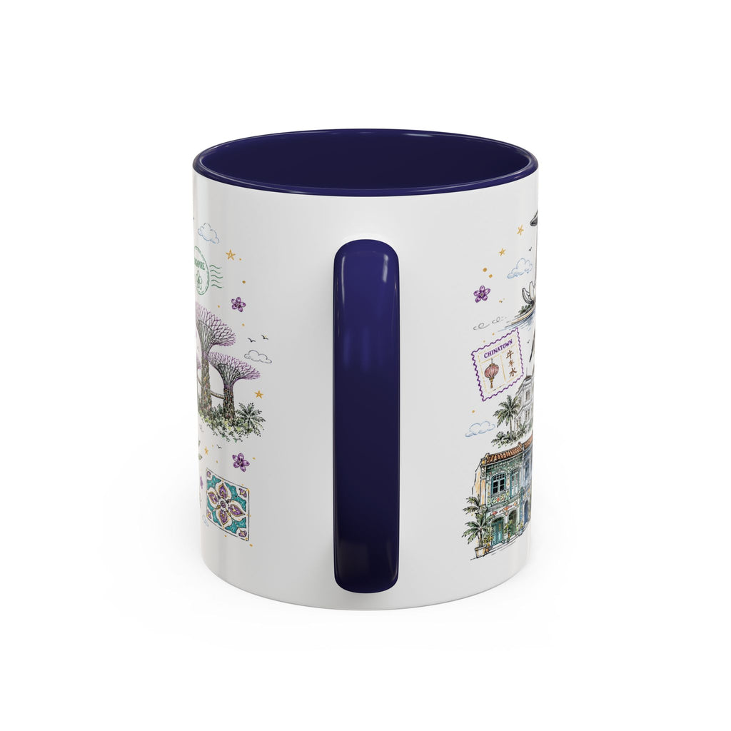 Singapore Coffee Mug | Asia Souvenir Travel Gift | Accent Color Ceramic 11oz 15oz
