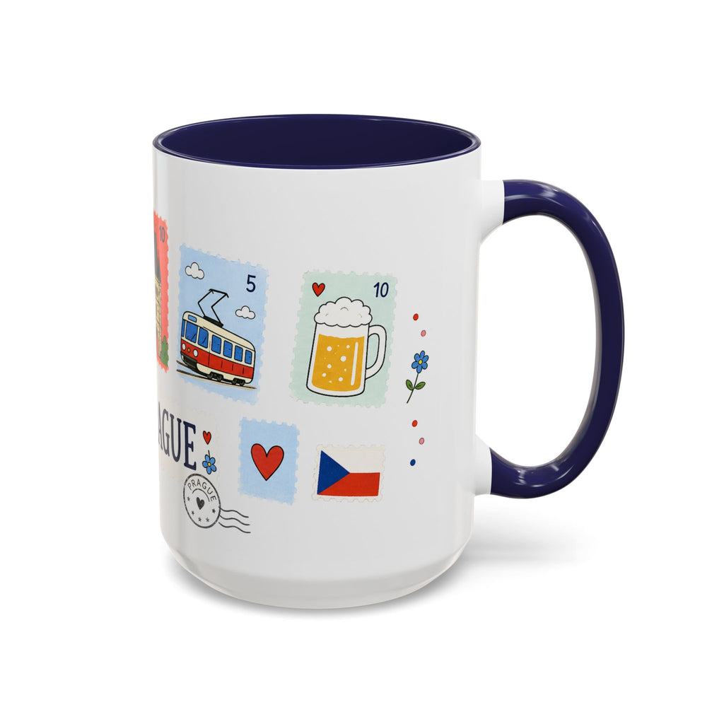 Prague Coffee Mug | Postage Stamp Collage Mug | Travel Souvenir Accent Cup 11oz 15oz