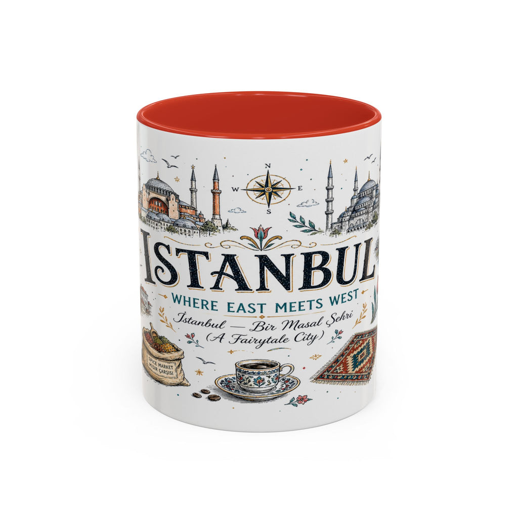 Istanbul Coffee Mug | Turkey Souvenir Travel Gift | Accent Color Ceramic 11oz 15oz