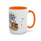 Retirement Plan Coffee And Adventures Mug | Travel Retirement Gift | Accent Color Ceramic 11oz 15oz