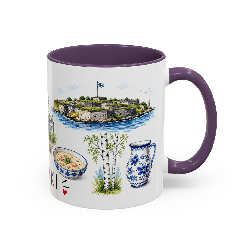 Helsinki Illustrated Travel Mug | City Souvenir Accent Coffee Mug | 11oz 15oz Ceramic Cup