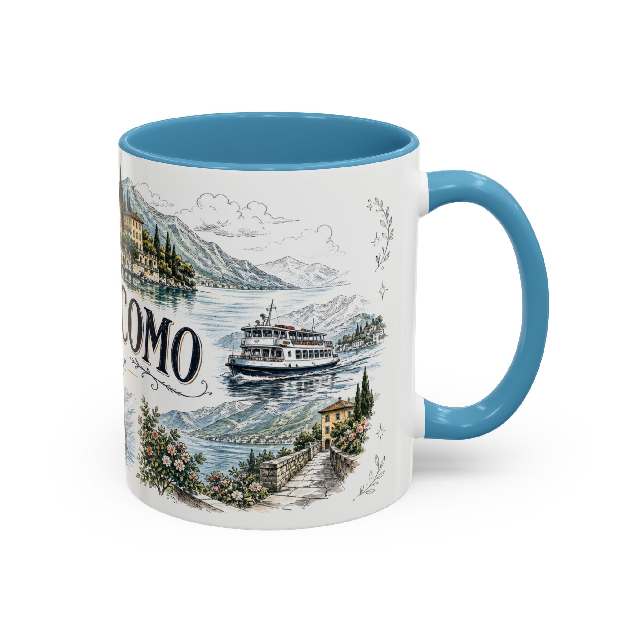 Lake Como Mug, Italy Travel Souvenir, Bucket List Gift, Accent Ceramic Coffee Mug 11oz 15oz