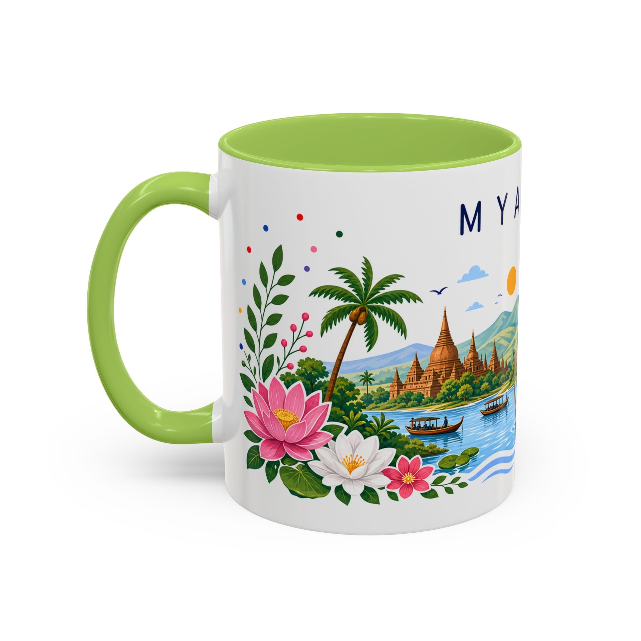 Myanmar Coffee Mug | Travel Souvenir Accent Mug | Place Gift Ceramic Cup 11oz 15oz