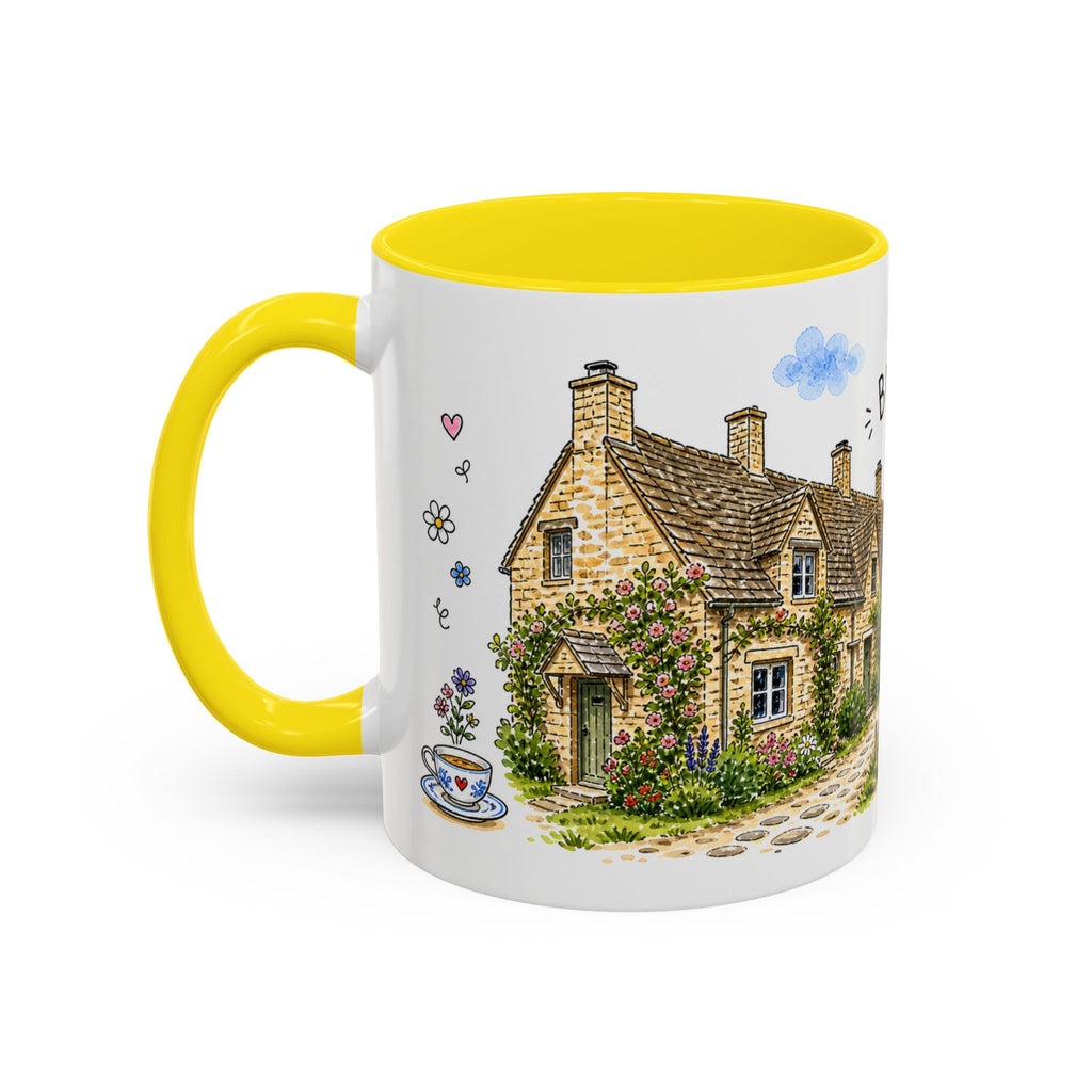 Bibury Illustrated Travel Mug | England Souvenir Accent Coffee Mug | 11oz 15oz Ceramic Cup