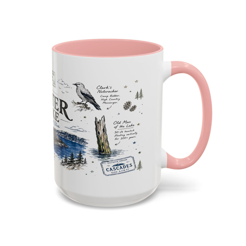 Crater Lake National Park Coffee Mug | Oregon Volcano Blue Lake Hiking Gift | Accent Color Ceramic 11oz 15oz