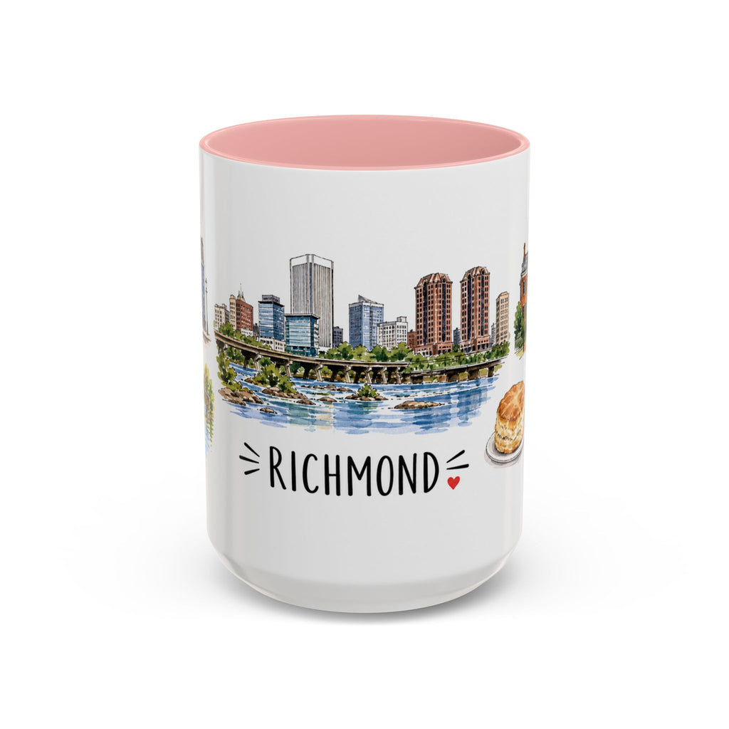 Richmond Illustrated Travel Mug | City Souvenir Accent Coffee Mug | 11oz 15oz Ceramic Cup