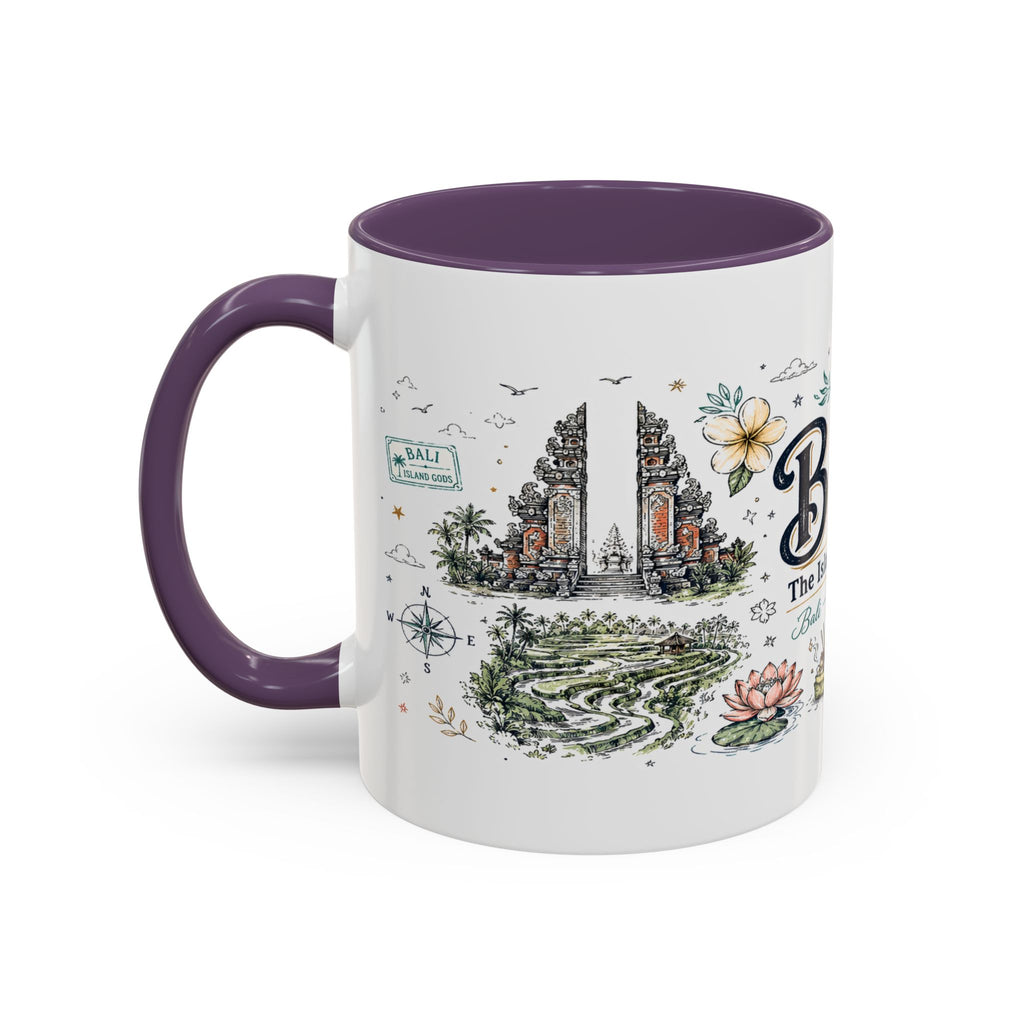 Bali Coffee Mug | Indonesia Souvenir Travel Gift | Accent Color Ceramic 11oz 15oz
