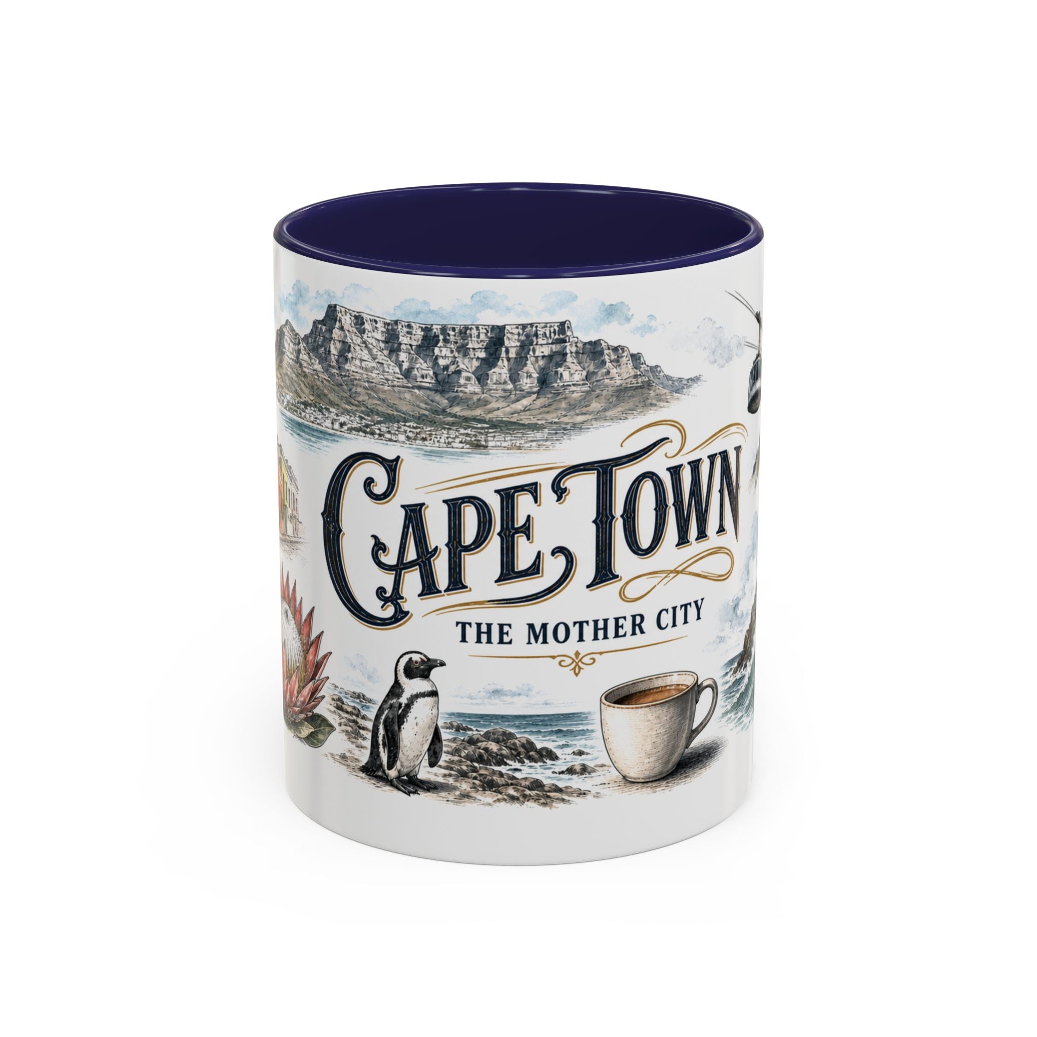 Cape Town Coffee Mug | South Africa Travel Souvenir | Vintage Illustrated City Gift | 11 oz 15 oz Accent Mug