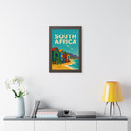 South Africa Beach South Africa Framed Poster | Vintage Travel Wall Art | Black Walnut White Frame | 16x24 20x30