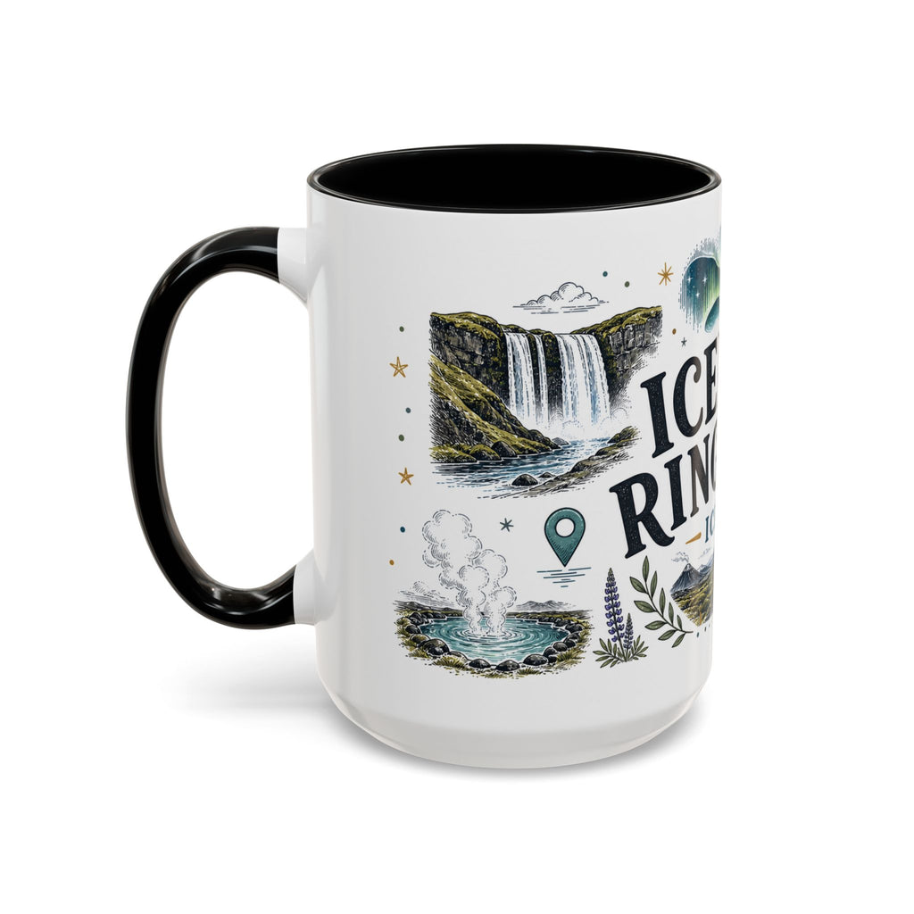 Iceland Ring Road Coffee Mug | Travel Destination Souvenir Gift | Accent Color Ceramic 11oz 15oz