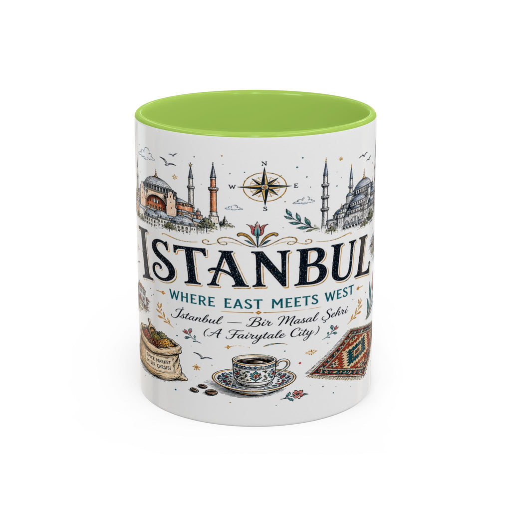Istanbul Coffee Mug | Turkey Souvenir Travel Gift | Accent Color Ceramic 11oz 15oz