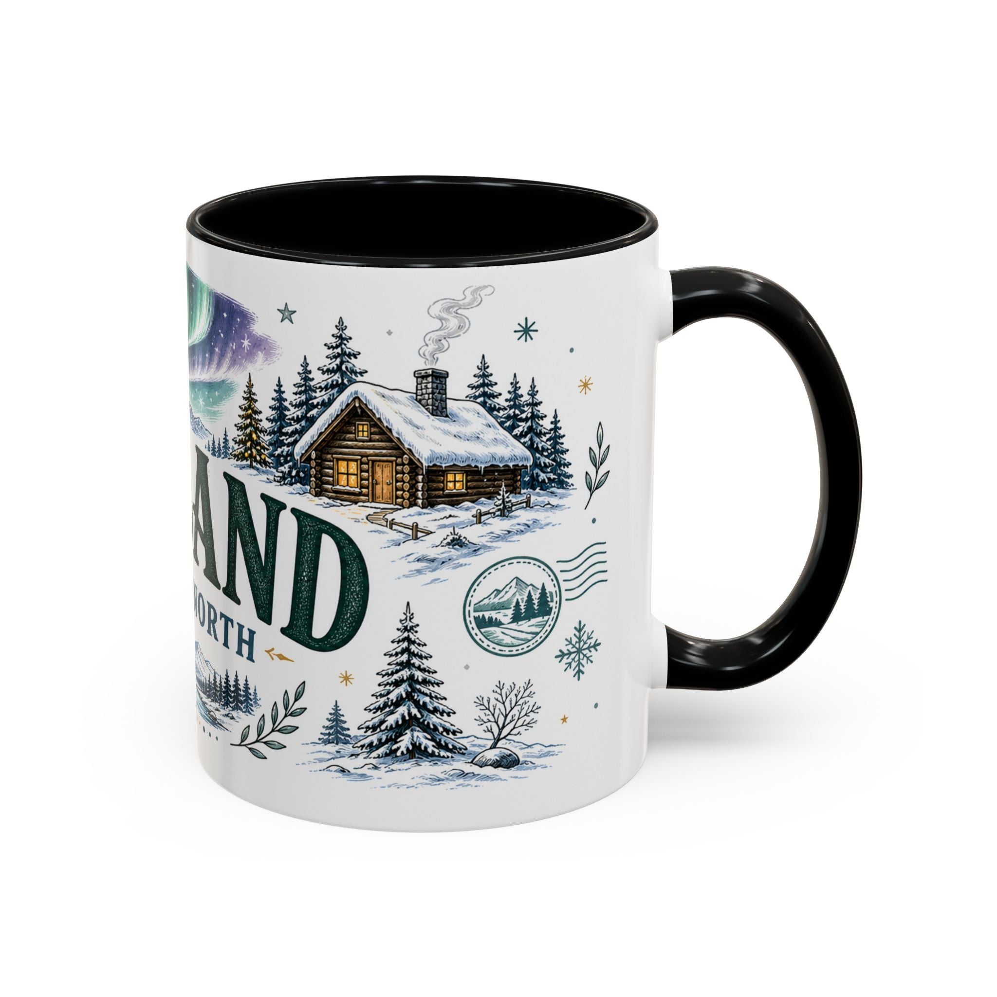 Lapland Coffee Mug | Travel Destination Souvenir Gift | Accent Color Ceramic 11oz 15oz