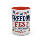 Freedom Fest Coffee Mug | Grill Chill Fireworks 4th of July | Accent Color Ceramic 11oz 15oz