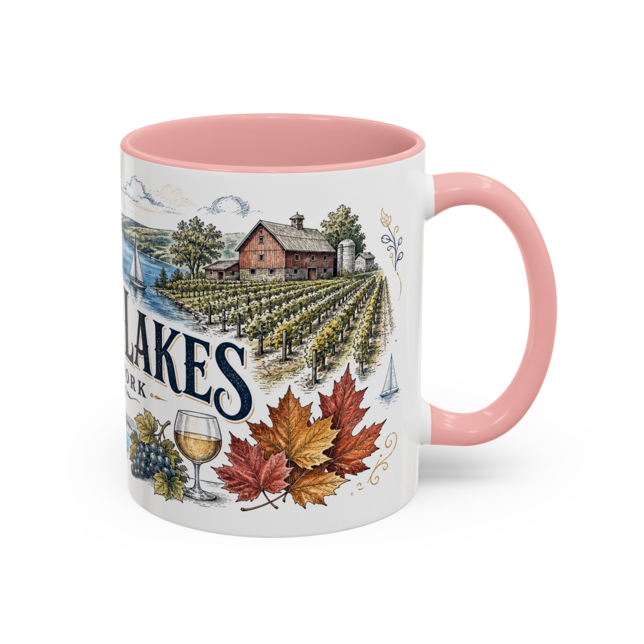 Finger Lakes Mug, New York Travel Souvenir, Bucket List Gift, Accent Ceramic Coffee Mug 11oz 15oz