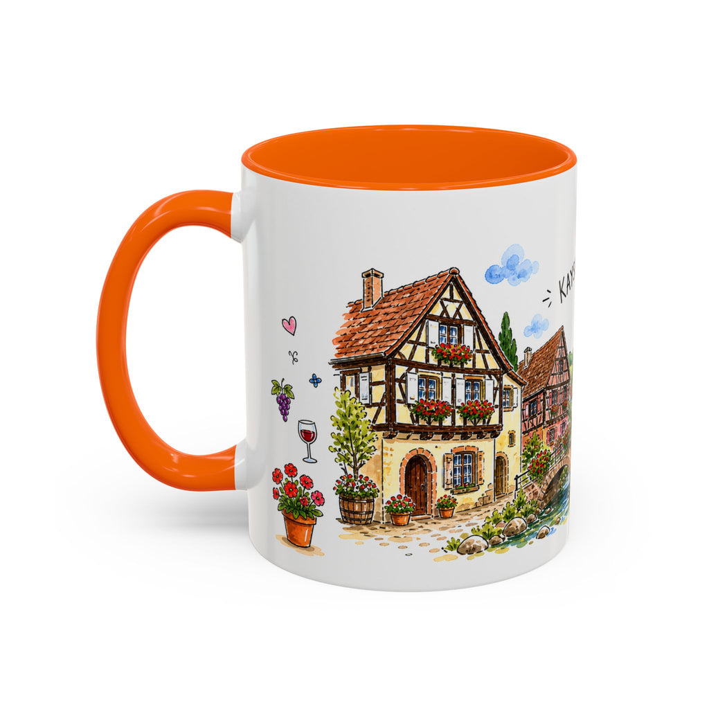 Kaysersberg Illustrated Travel Mug | France Souvenir Accent Coffee Mug | 11oz 15oz Ceramic Cup