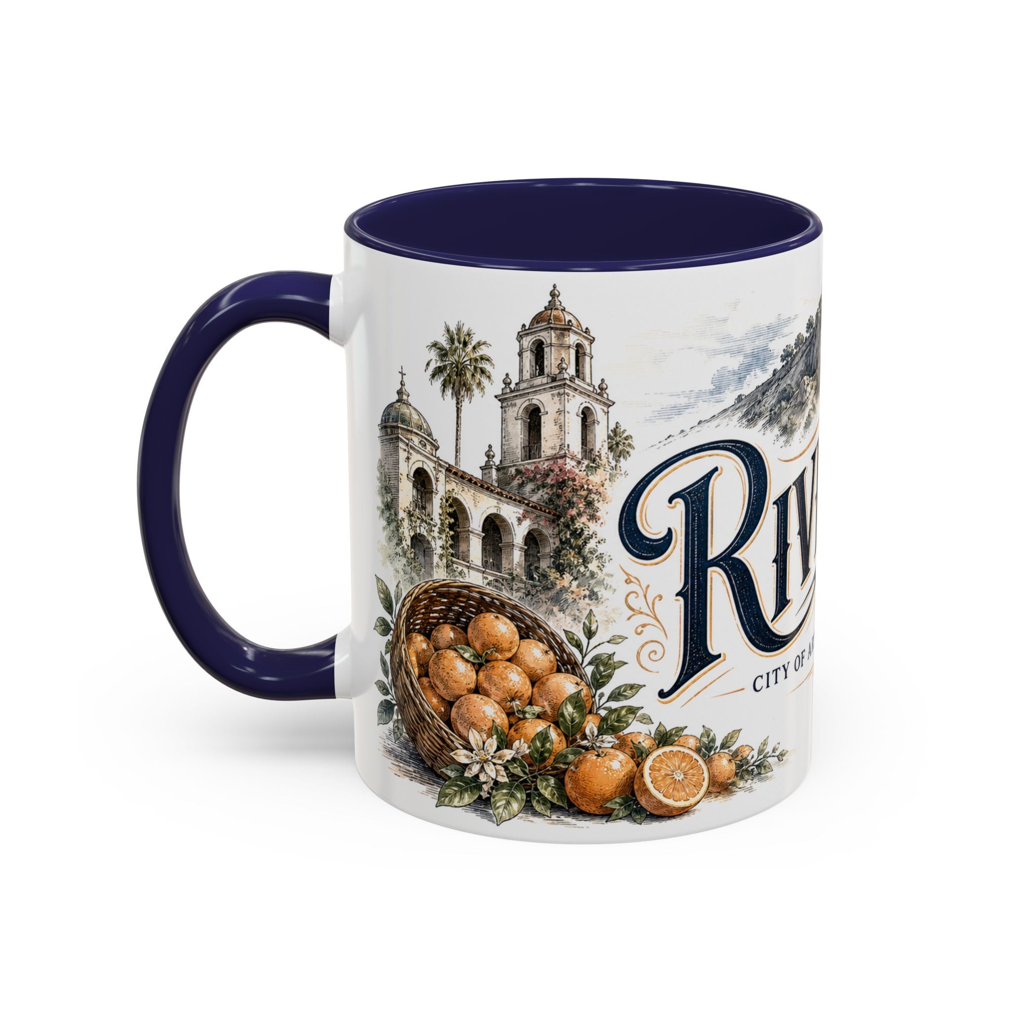 Riverside Coffee Mug | United States Travel Souvenir | Vintage Illustrated City Gift | 11 oz 15 oz Accent Mug