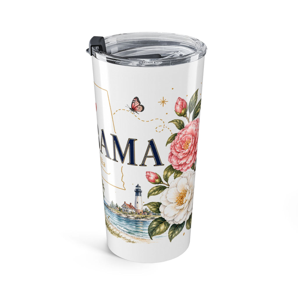 Alabama State Flower 20oz Tumbler | Camellia Botanical State Flower Gift | Insulated Stainless Steel Travel Cup
