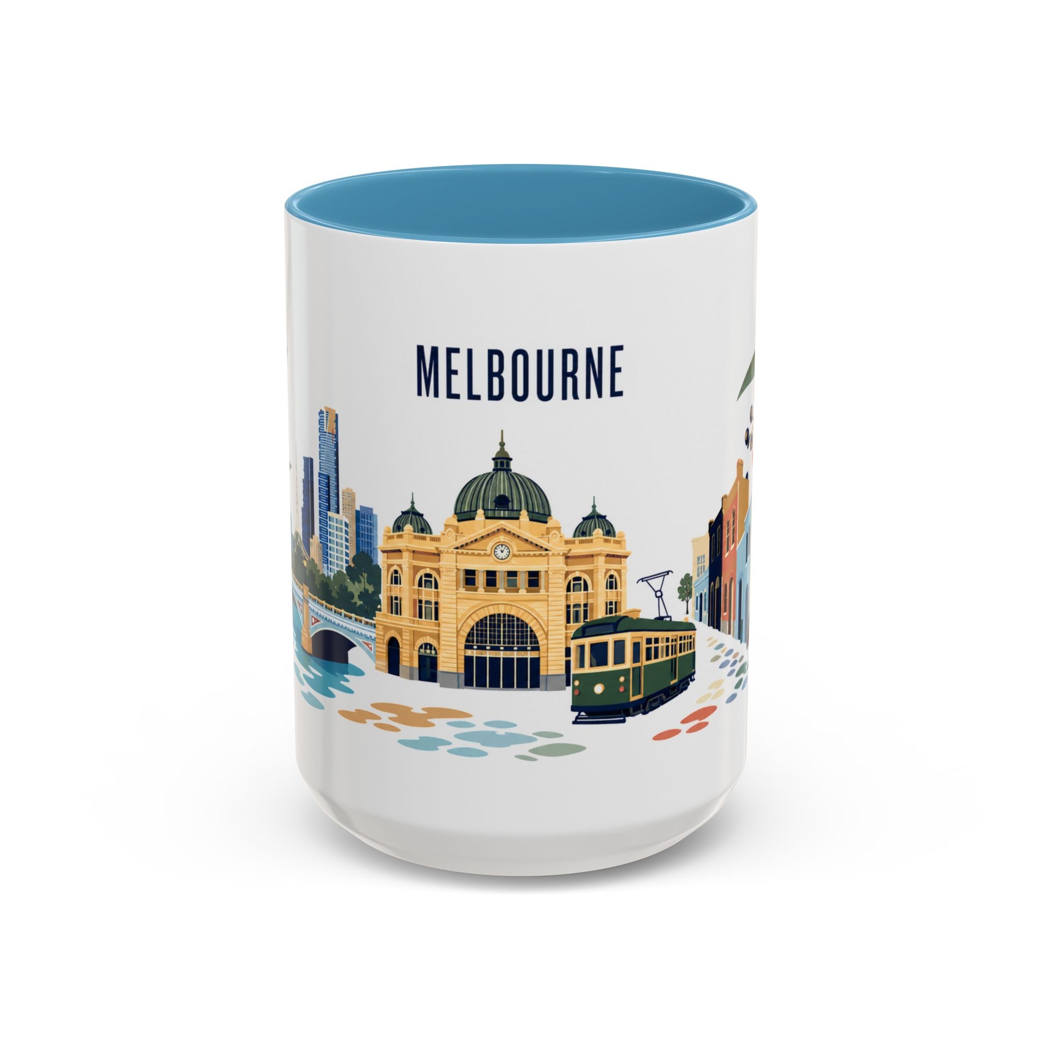 Melbourne Coffee Mug | Australia Travel Souvenir | Porcelain Decal City Gift | 11oz 15oz Accent Mug