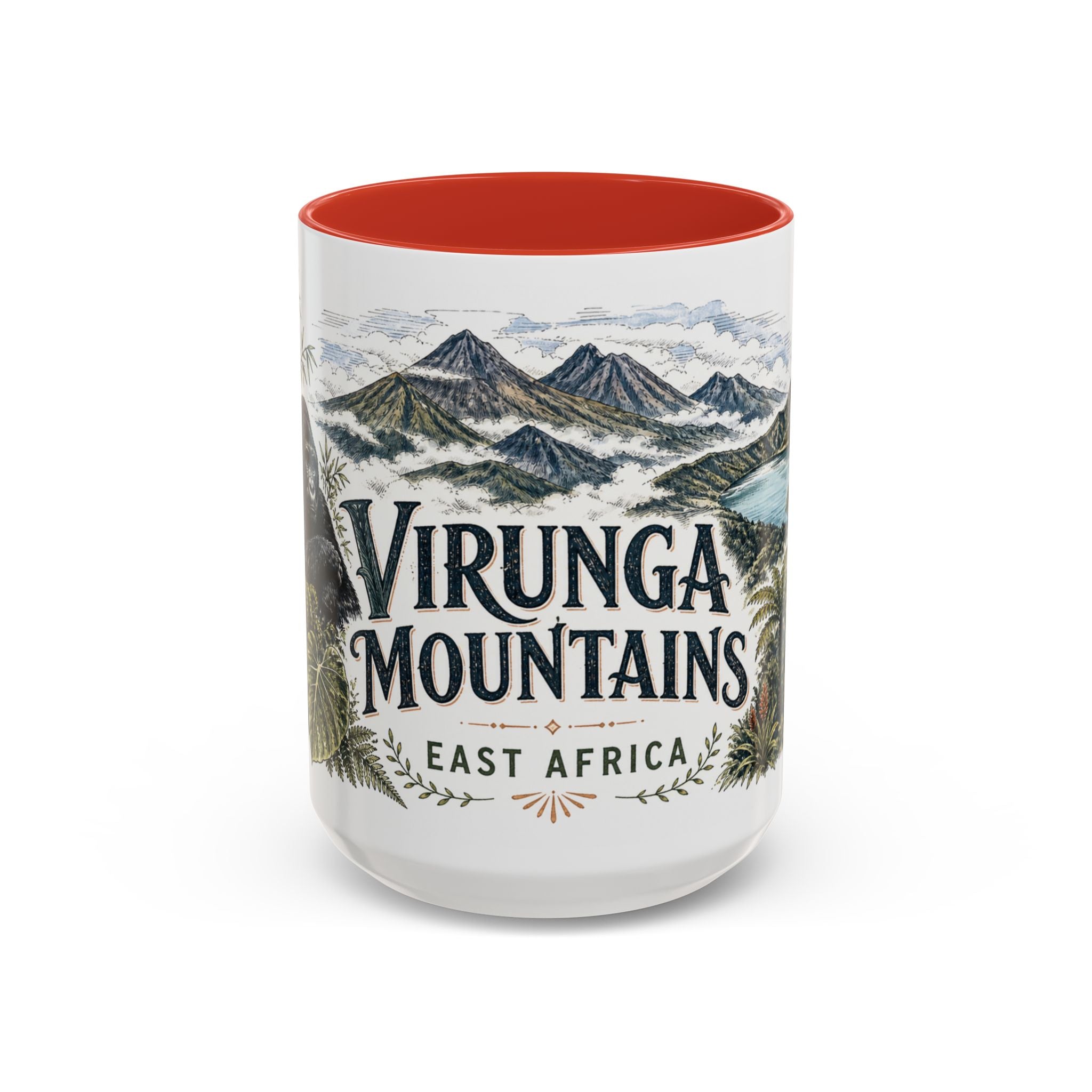 Virunga Mountains Mug, East Africa Travel Souvenir, Bucket List Gift, Accent Ceramic Coffee Mug 11oz 15oz
