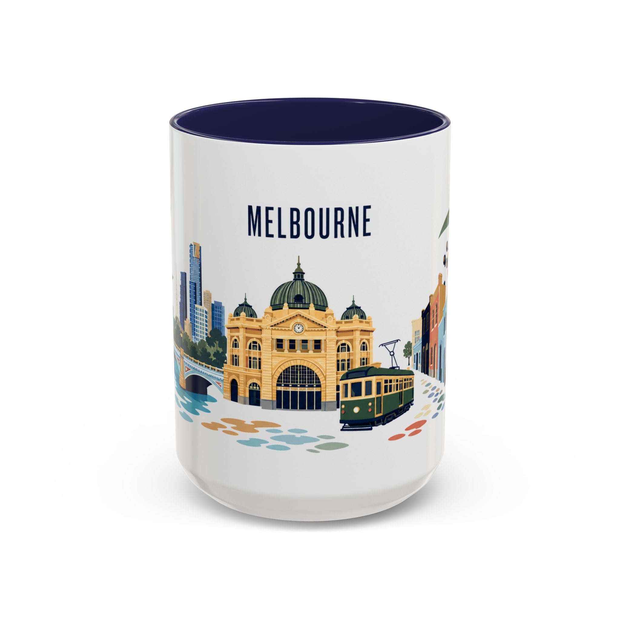 Melbourne Coffee Mug | Australia Travel Souvenir | Porcelain Decal City Gift | 11oz 15oz Accent Mug