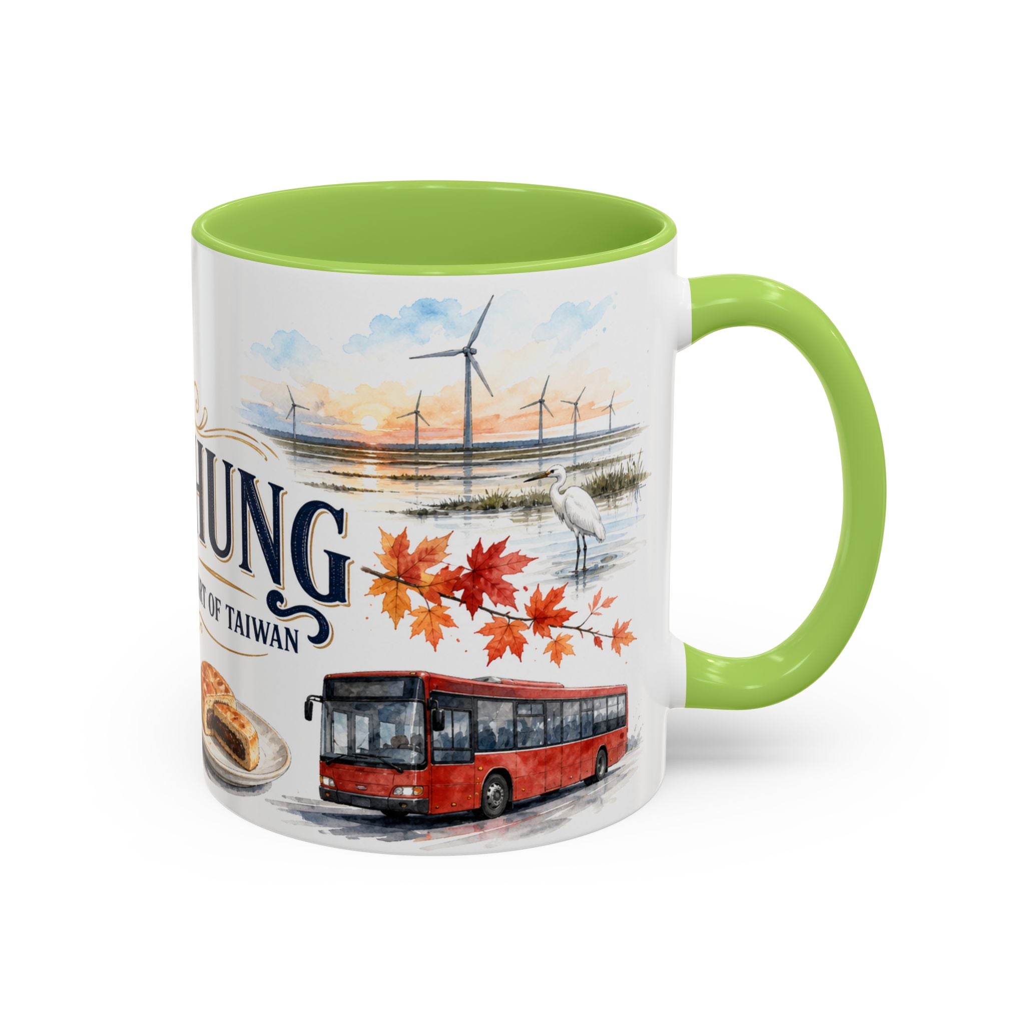 Taichung Coffee Mug | Taiwan Travel Souvenir | Vintage Illustrated City Gift | 11 oz 15 oz Accent Mug