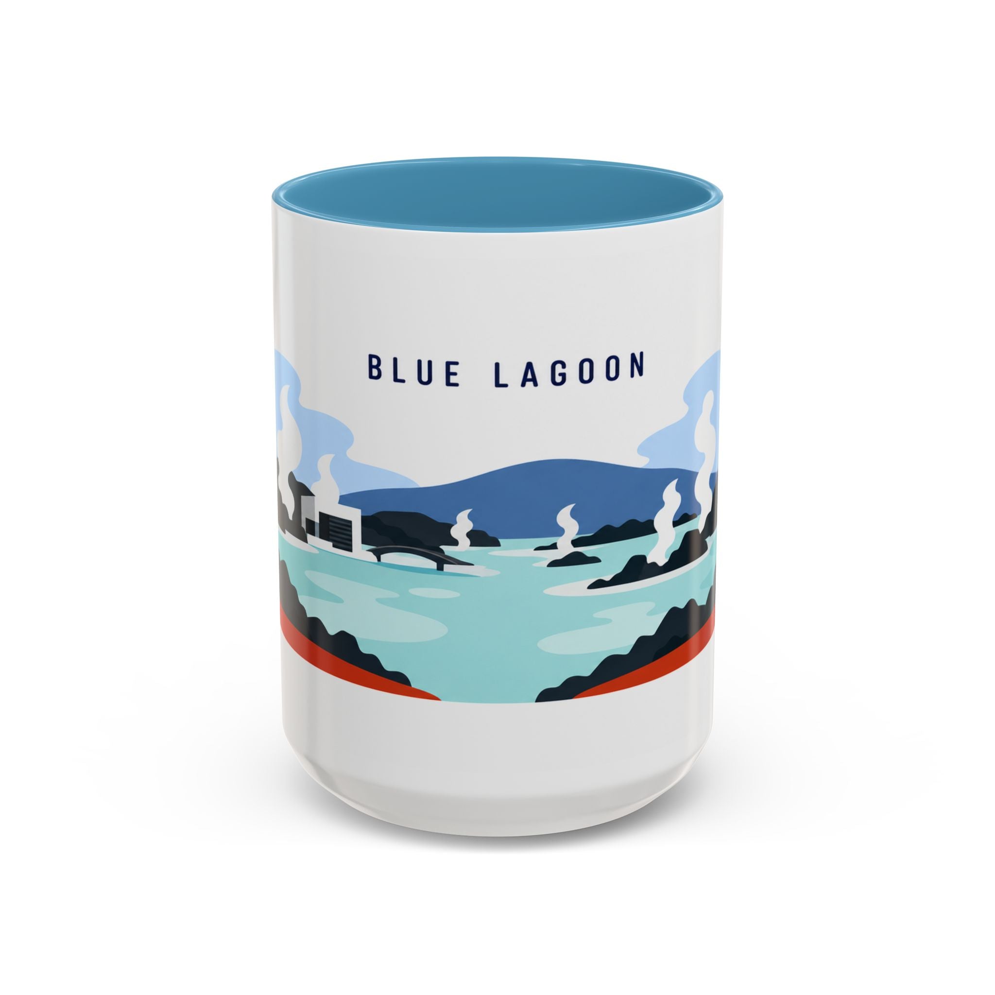 Blue Lagoon Coffee Mug | Travel Destination Souvenir Gift | Accent Color Ceramic 11oz 15oz