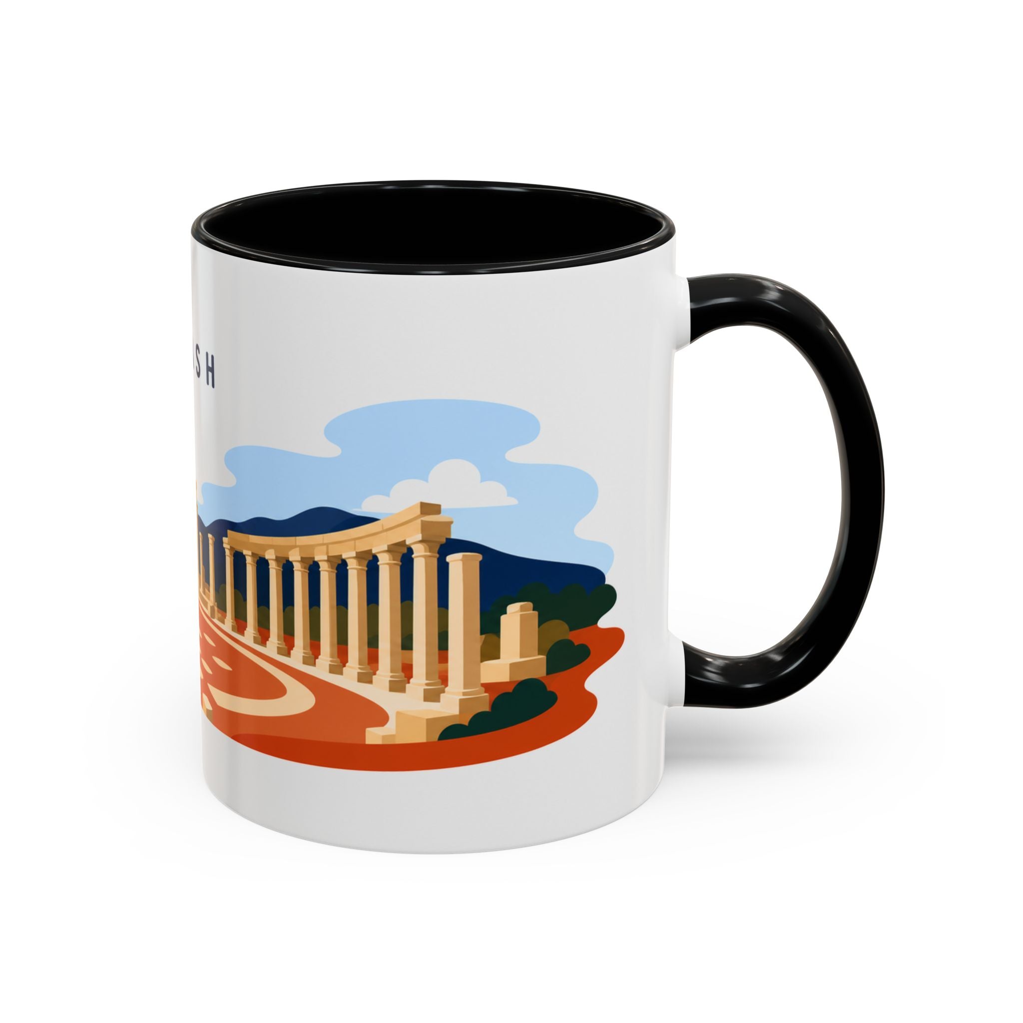 Jerash Coffee Mug | Travel Destination Souvenir Gift | Accent Color Ceramic 11oz 15oz