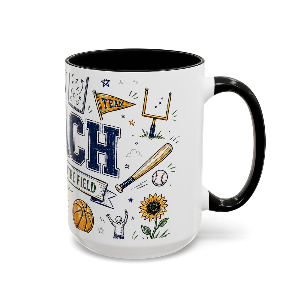 Coach Best Dad On The Field Coffee Mug | Father's Day Gift for Dad | Accent Color Ceramic 11oz 15oz