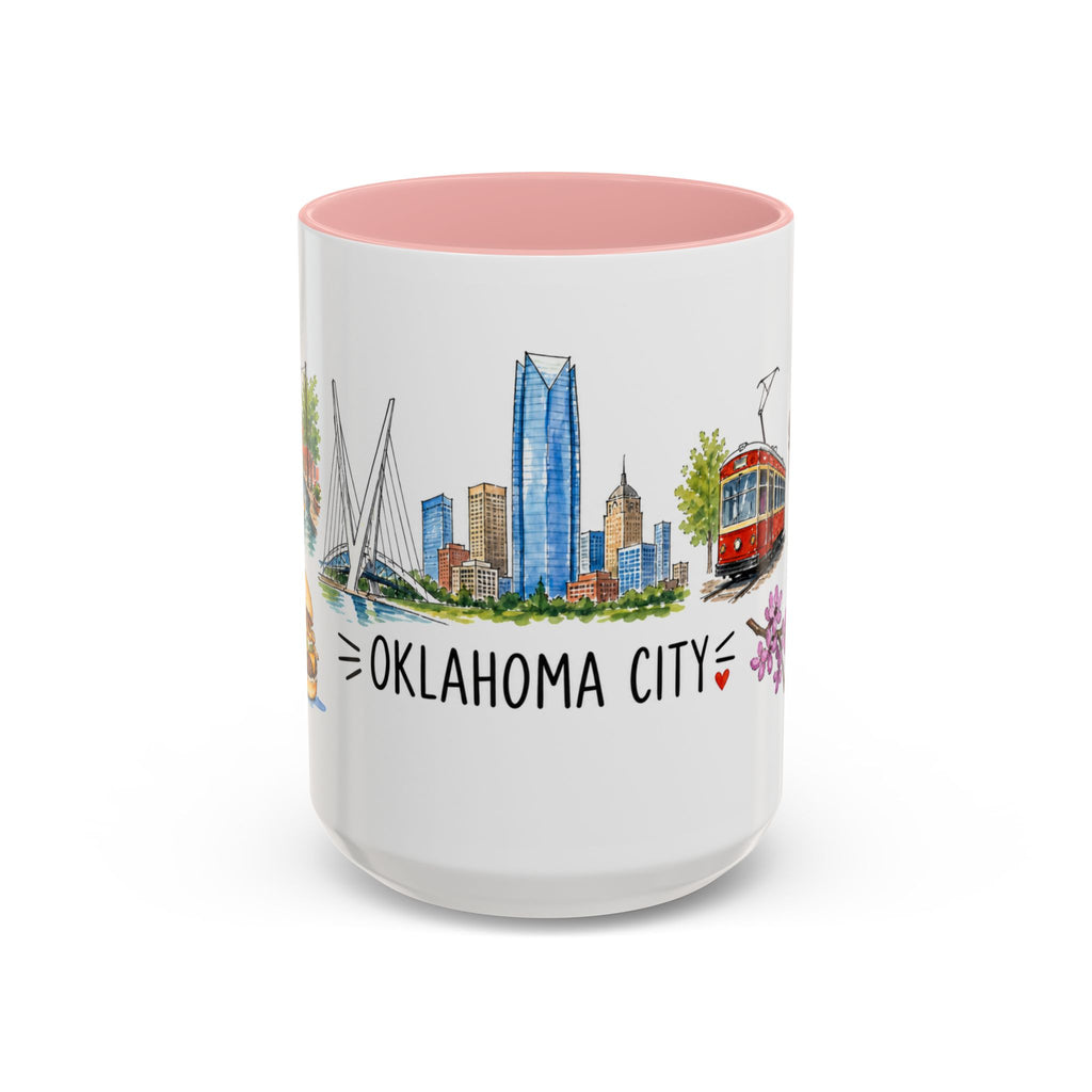 Oklahoma City Illustrated Travel Mug | City Souvenir Accent Coffee Mug | 11oz 15oz Ceramic Cup