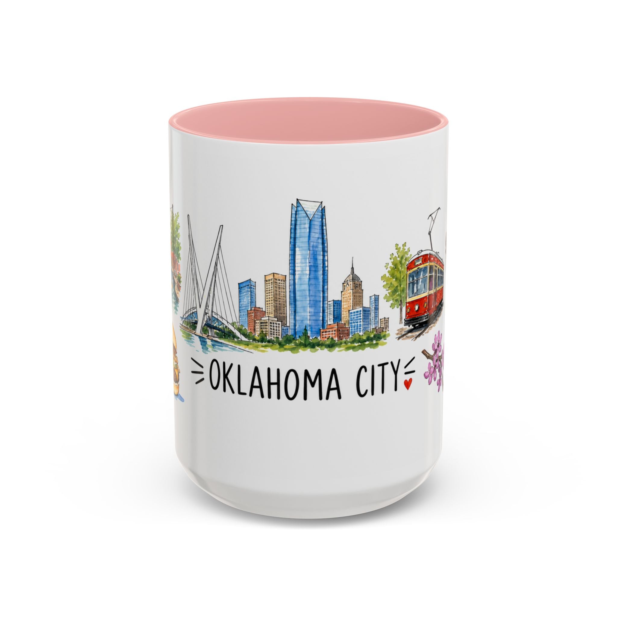 Oklahoma City Illustrated Travel Mug | City Souvenir Accent Coffee Mug | 11oz 15oz Ceramic Cup